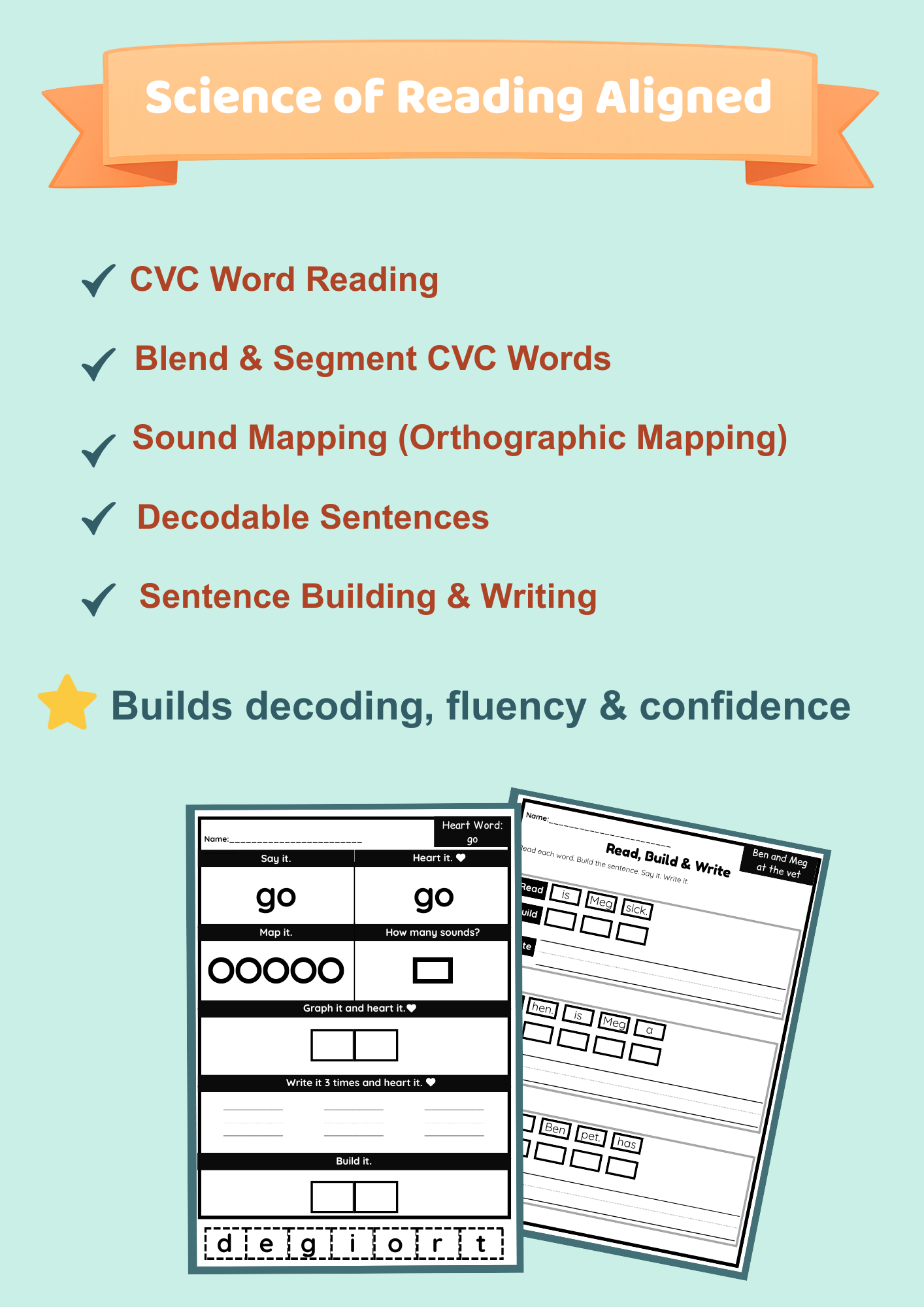 Short E CVC Activities | Decodable Phonics Worksheets & Games | Sor Aligned