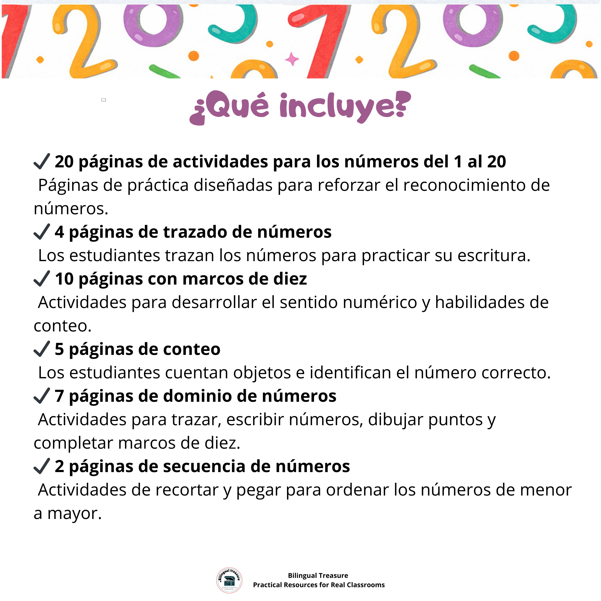 Actividades de Matemática Números 1–20 | Contar, Trazar y Sentido Numérico