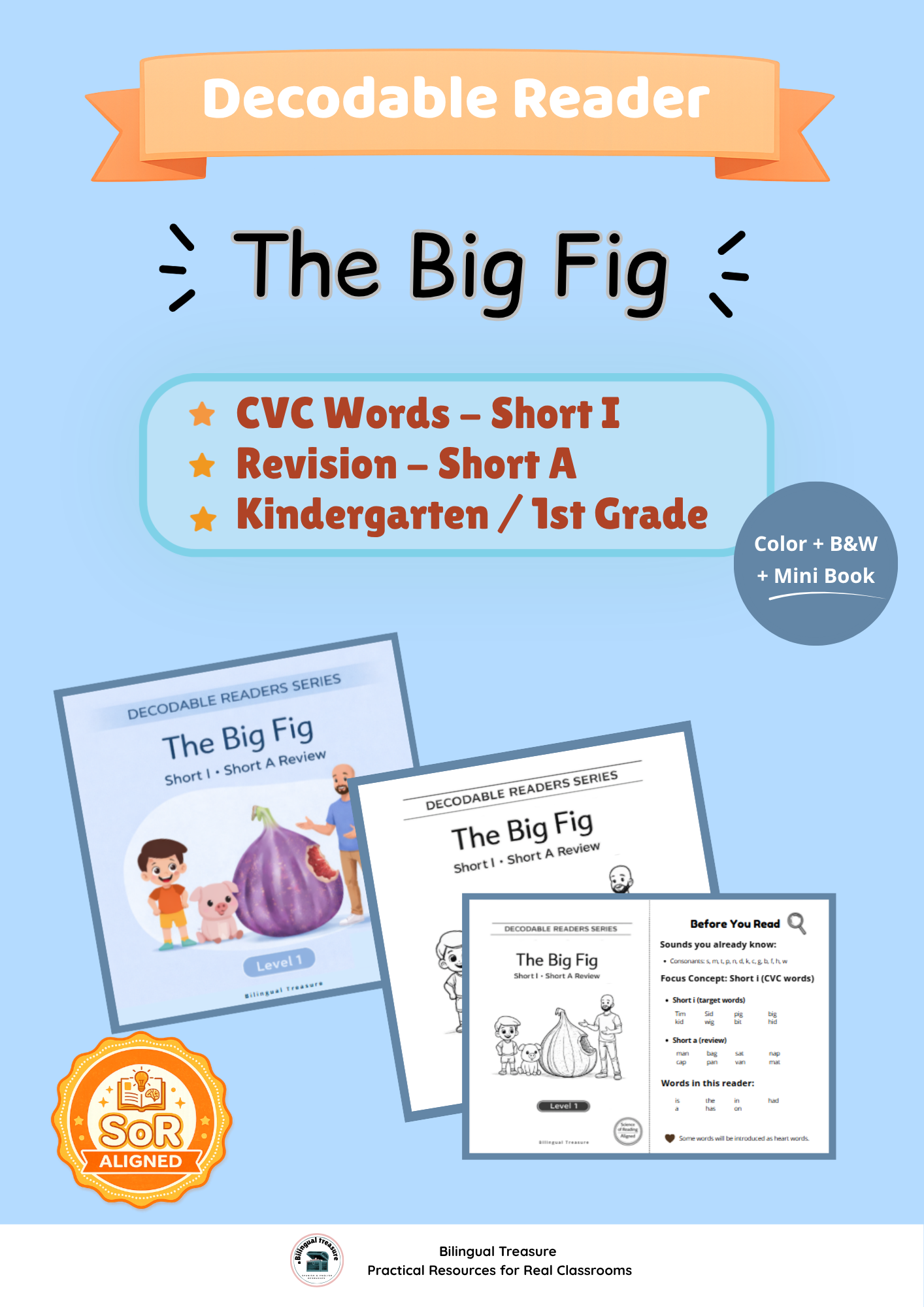 Decodable Reader | Short I + Short A Review | CVC Phonics Story | K-1 | SoR
