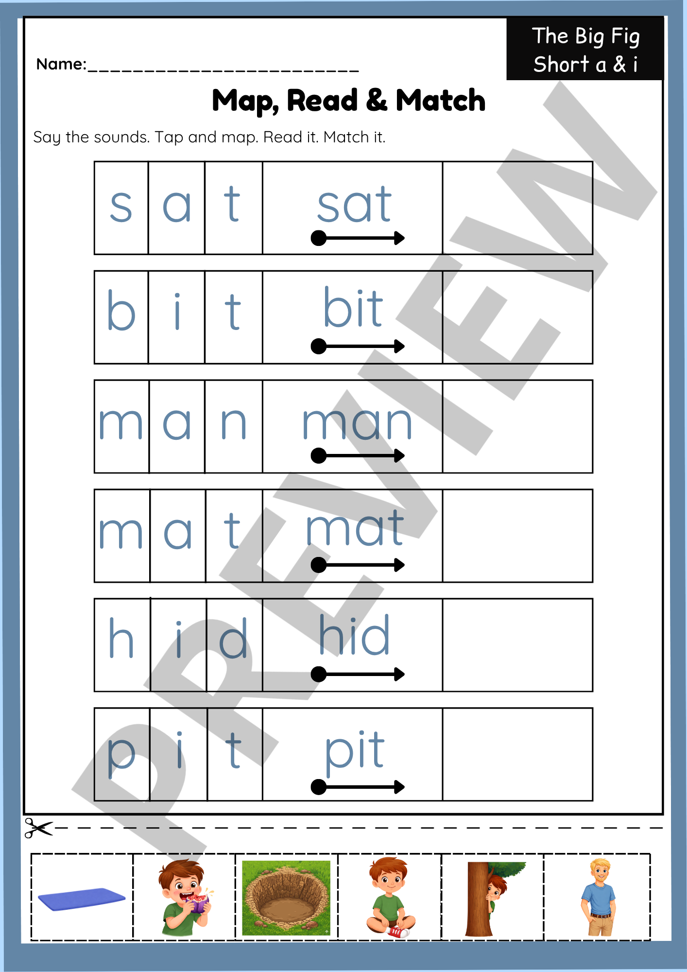 Short I CVC Activities | Short A Review | Phonics Worksheets & Games | k -1