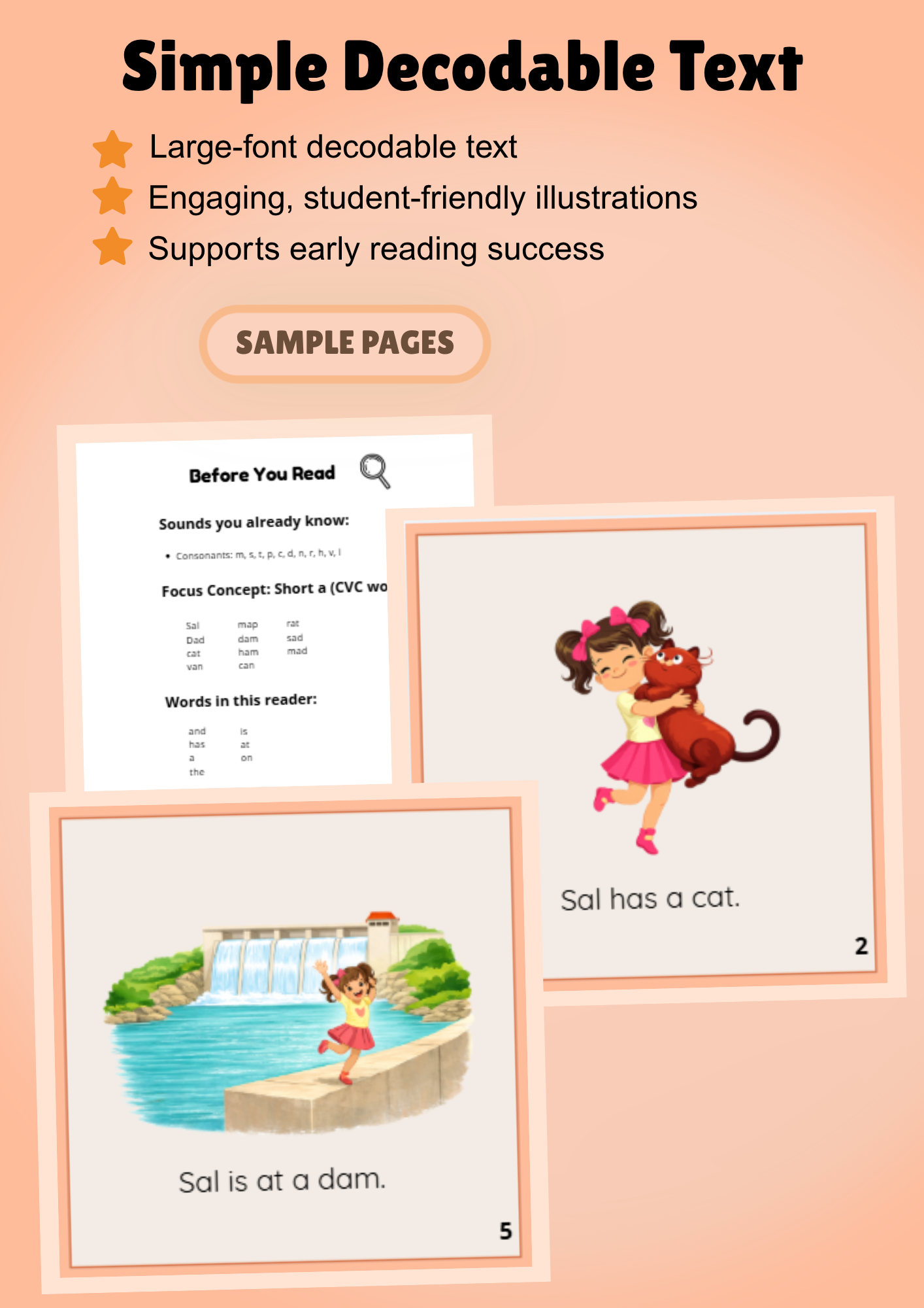 Decodable Reader Short A | CVC Words Phonics Story | K - 1 | Alineado con la Ciencia de la Lectura