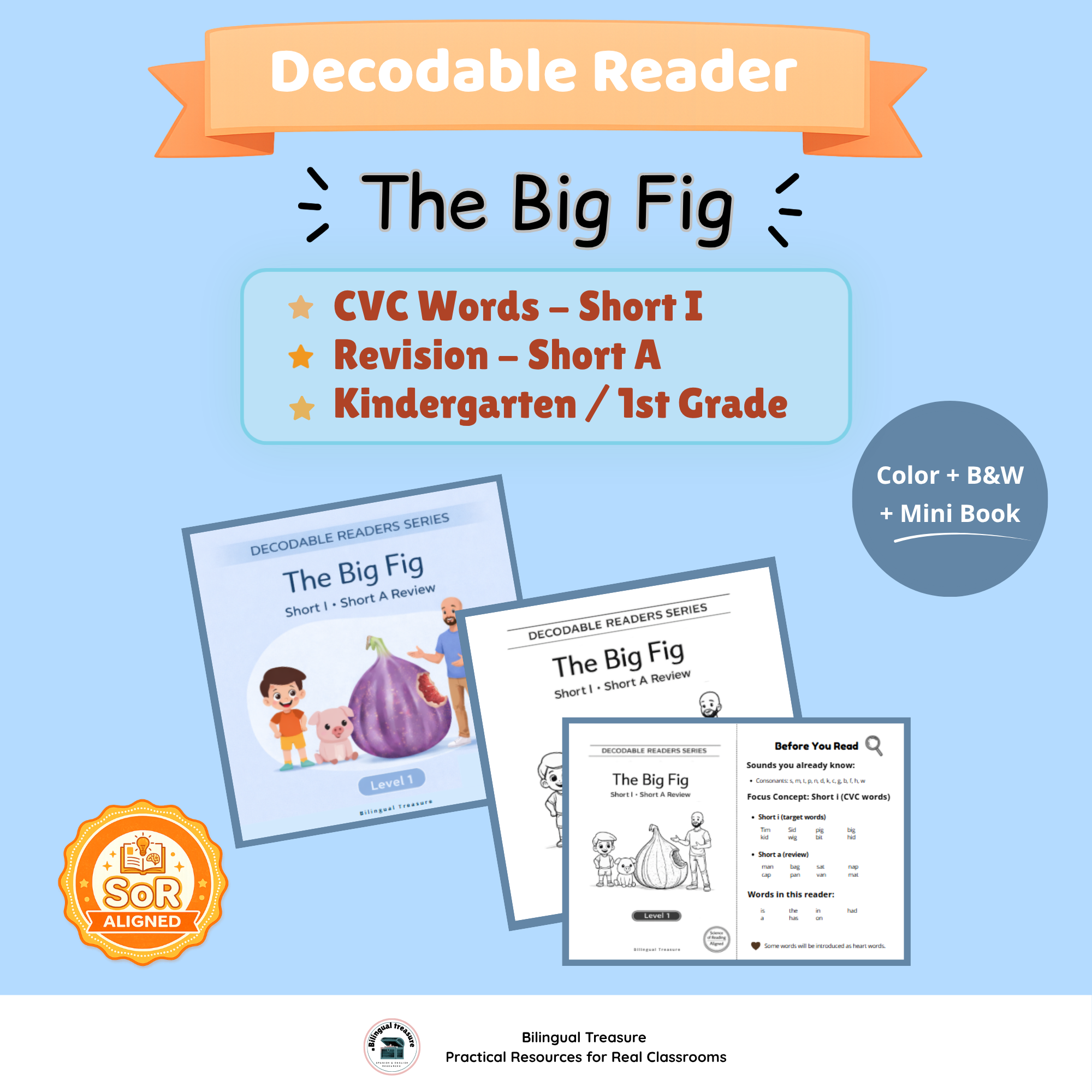 Decodable Reader | Short I + Short A Review | CVC Phonics Story | K-1 | SoR