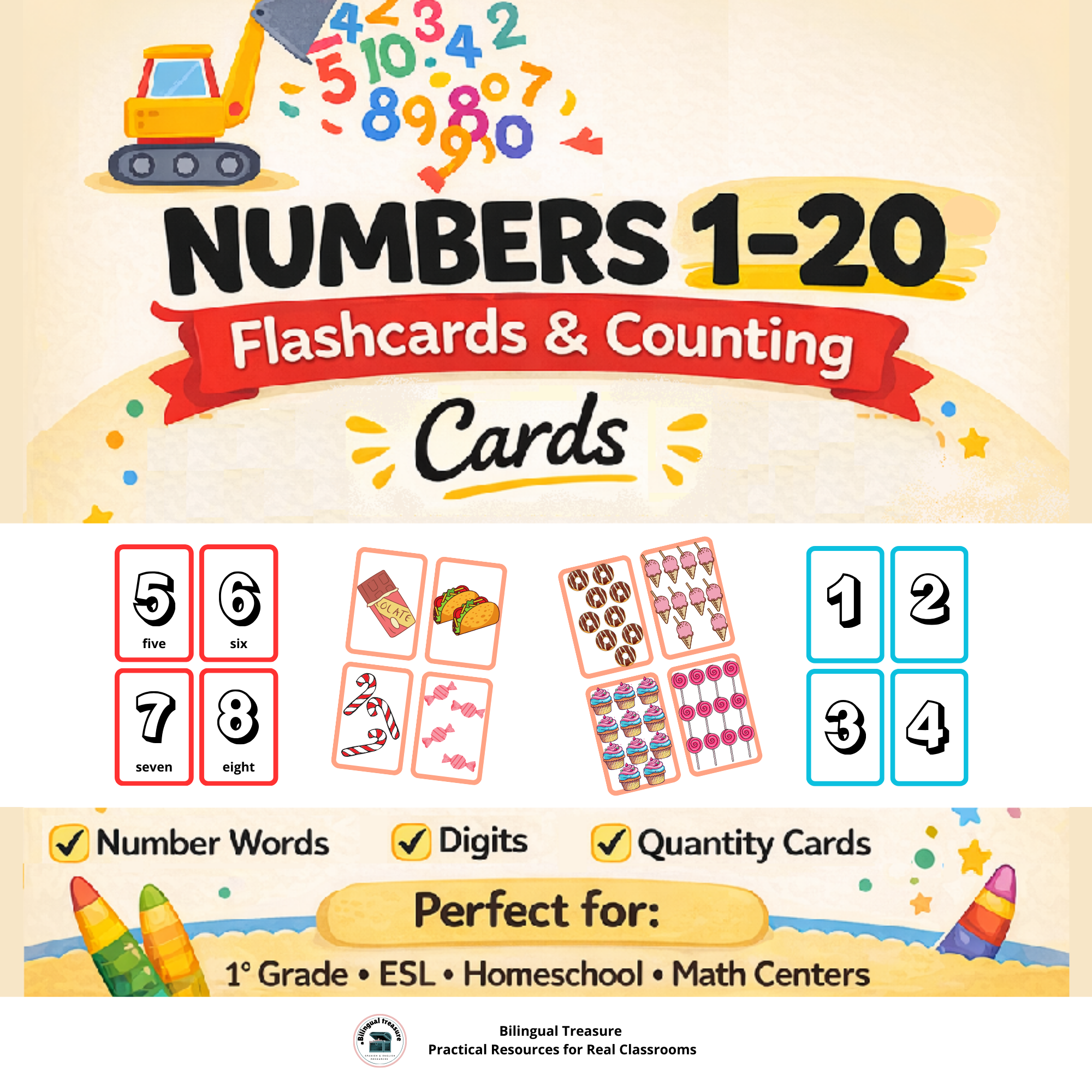 Numbers 1–20 Flashcards & Counting Cards