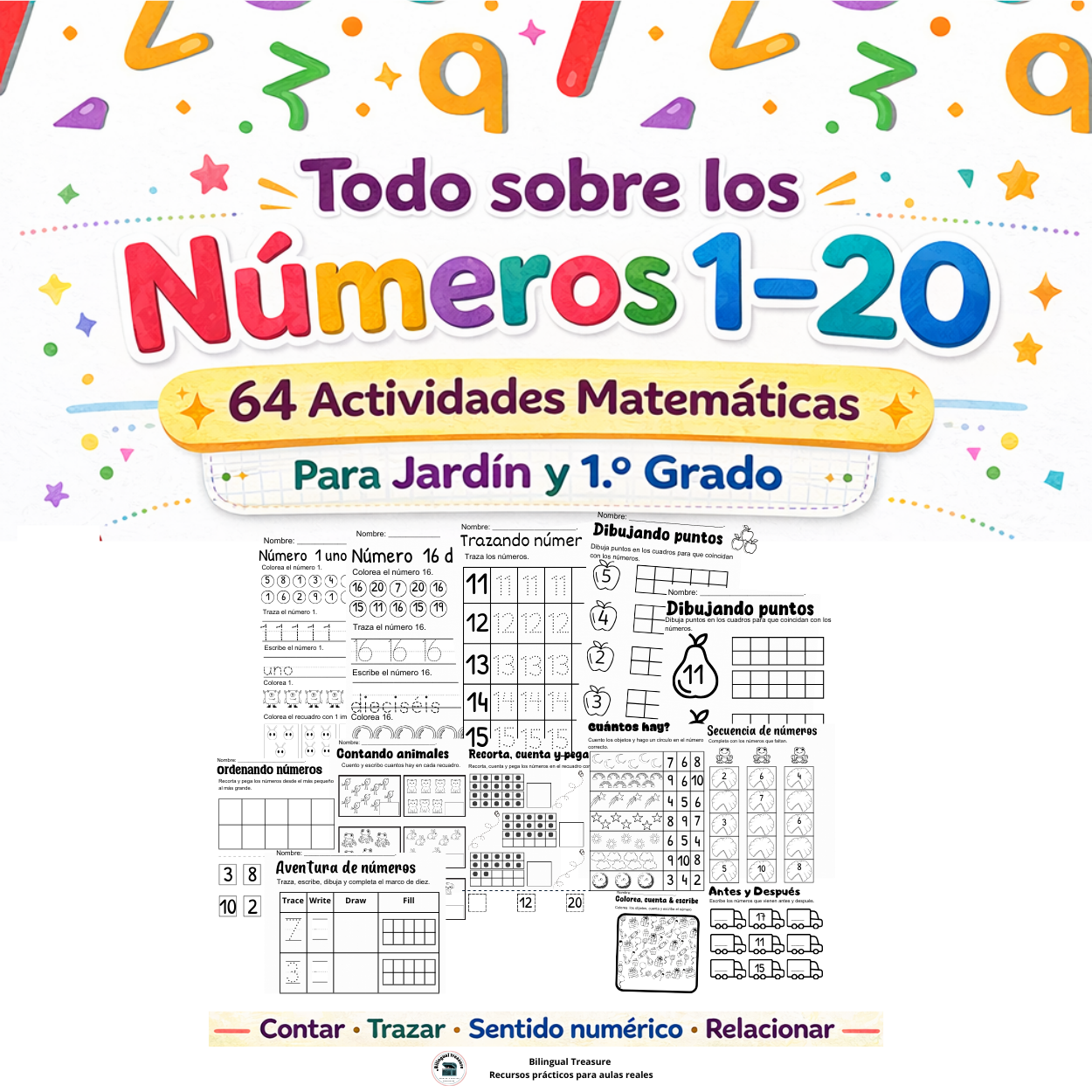 Actividades de Matemática Números 1–20 | Contar, Trazar y Sentido Numérico